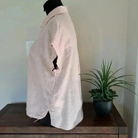 ❤️ Jachs Girlfriend Short Sleeved Linen Blend Blouse Small Pink Lightweight Top - Picture 2 of 14